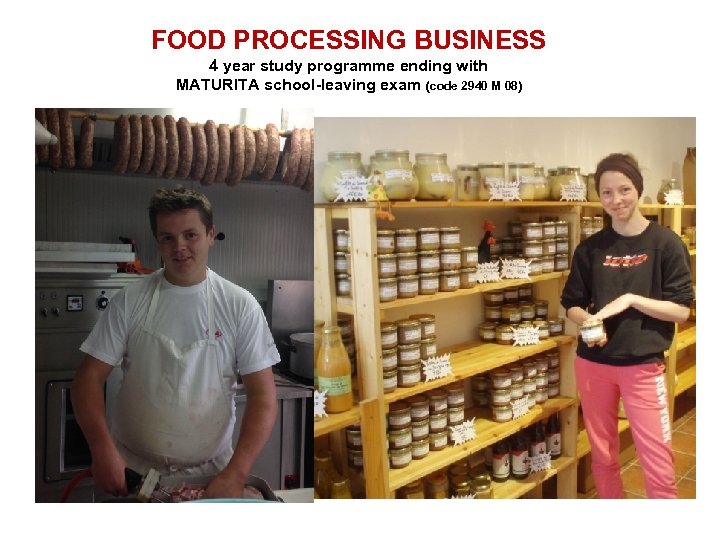 FOOD PROCESSING BUSINESS 4 year study programme ending with MATURITA school-leaving exam (code 2940