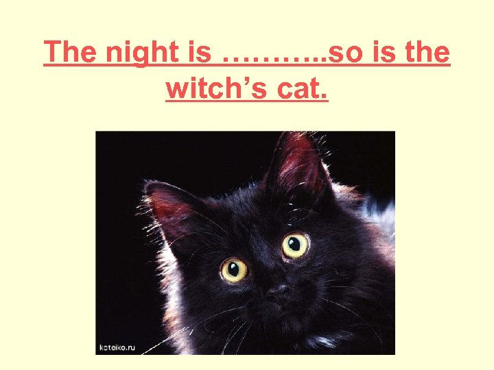 The night is ………. . so is the witch’s cat. 