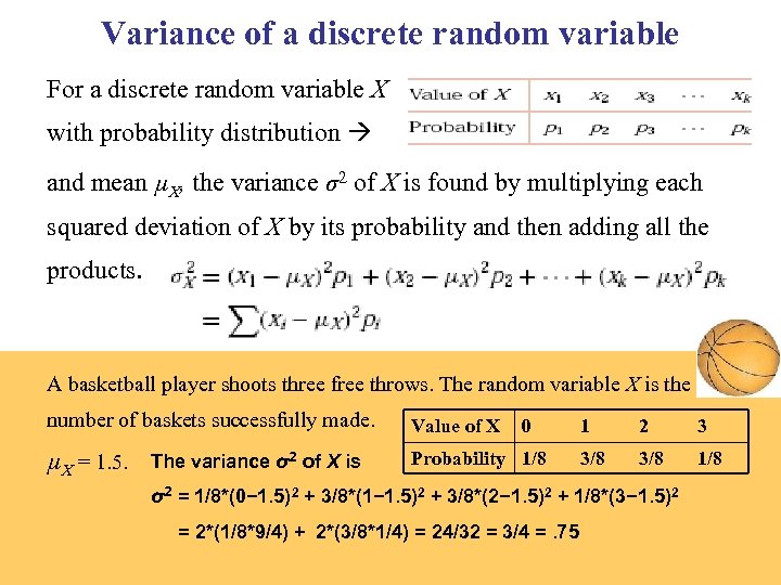 Variance of a discrete random variable For a discrete random variable X with probability