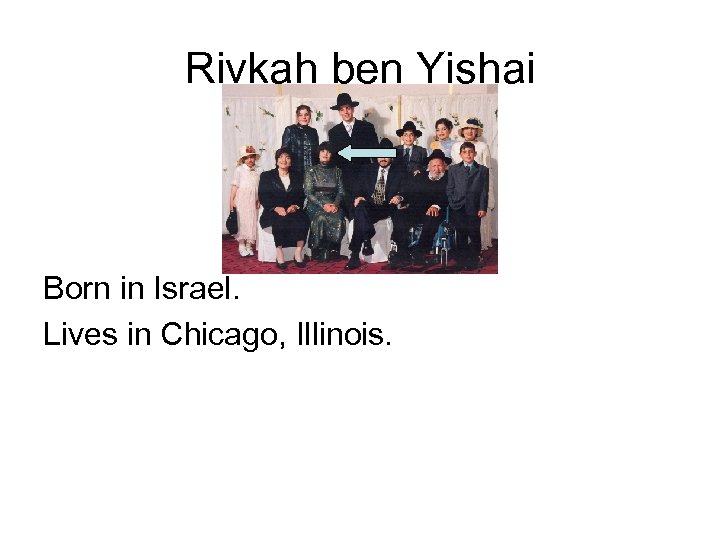 Rivkah ben Yishai Born in Israel. Lives in Chicago, Illinois. 