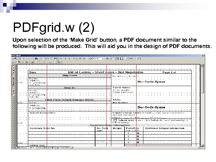 PDFgrid. w (2) Upon selection of the ‘Make Grid’ button, a PDF document similar