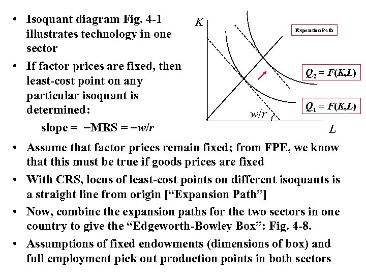  • Isoquant diagram Fig. 4 -1 illustrates technology in one sector • If