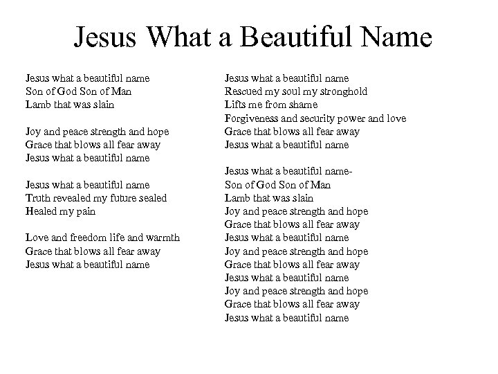 Jesus What a Beautiful Name Jesus what a beautiful name Son of God Son