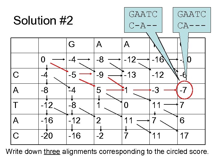 GAATC C-A-- Solution #2 GAATC CA--- G A A T C 0 -4 -8