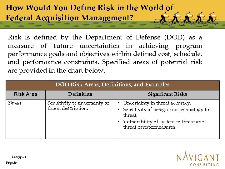 How Would You Define Risk in the World of Federal Acquisition Management? Risk is