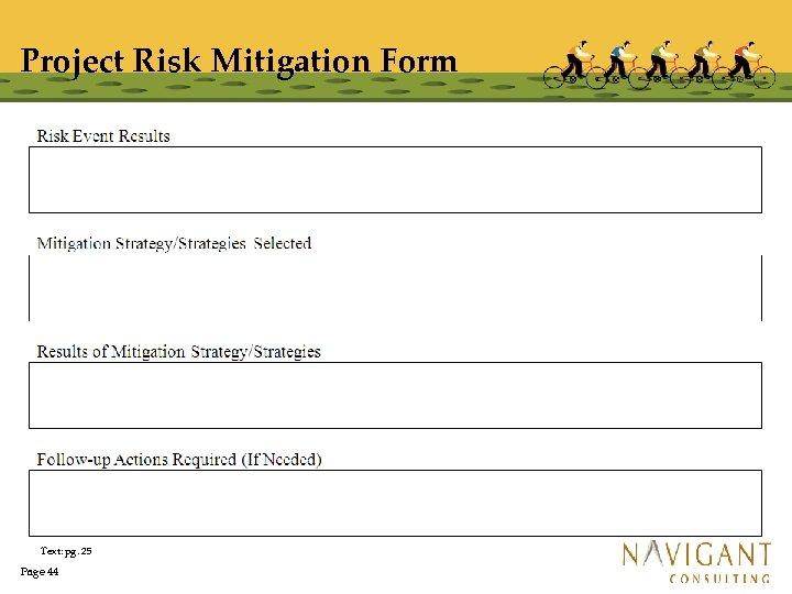 Project Risk Mitigation Form Text: pg. 25 Page 44 