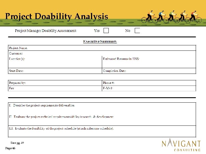 Project Doability Analysis Text: pg. 27 Page 46 