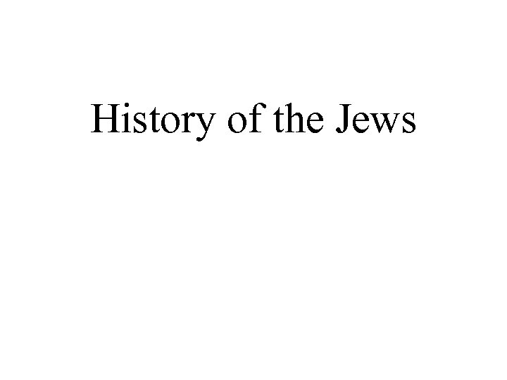 History of the Jews 