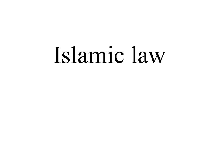 Islamic law 