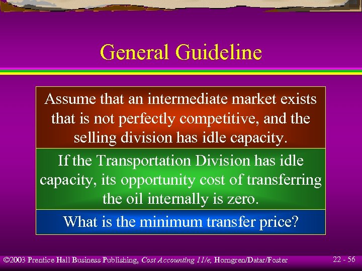 General Guideline Assume that an intermediate market exists that is not perfectly competitive, and