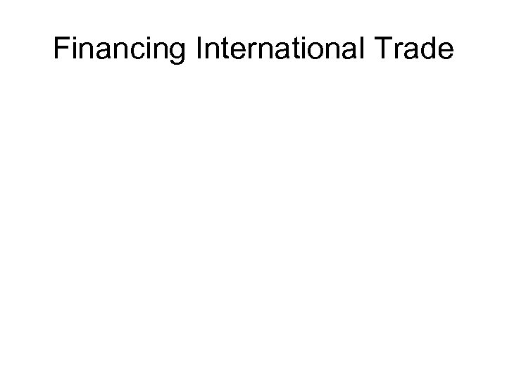 Financing International Trade 