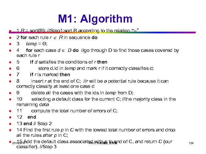 M 1: Algorithm 1 R = sort(R); //Step 1: sort R according to the