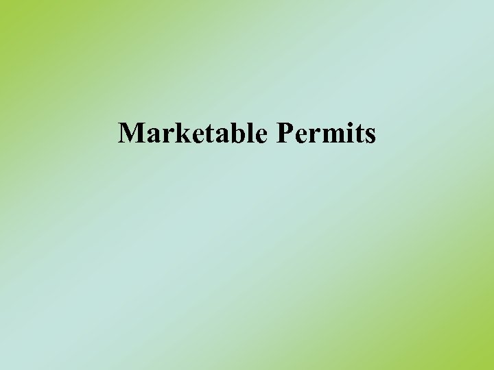 Marketable Permits 