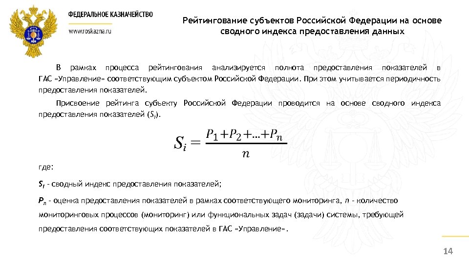Рейтингование субъектов Российской Федерации на основе сводного индекса предоставления данных В рамках процесса рейтингования