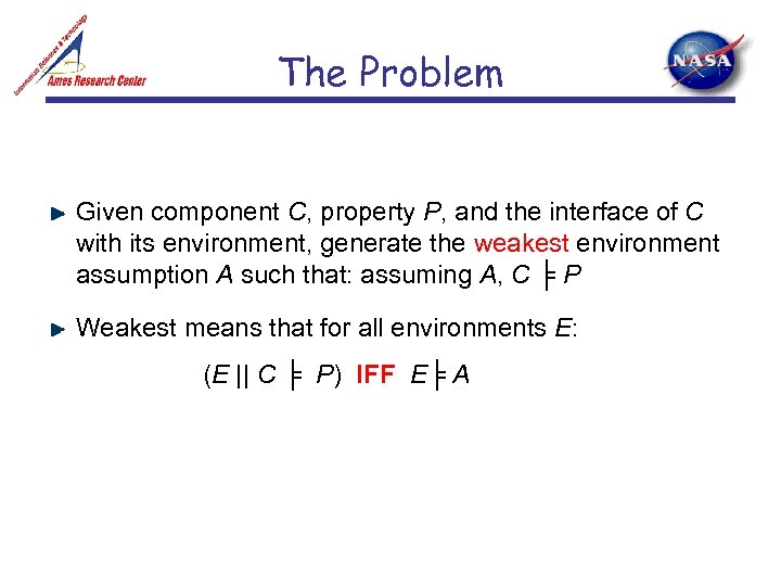 The Problem Given component C, property P, and the interface of C with its