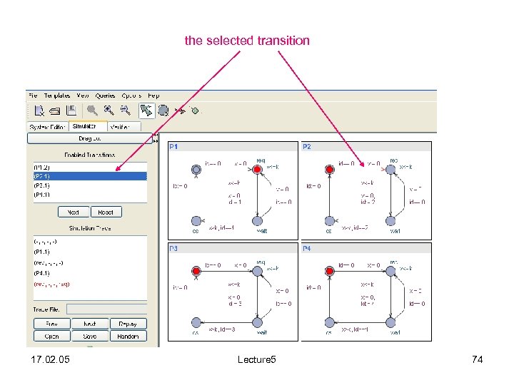 the selected transition 17. 02. 05 Lecture 5 74 