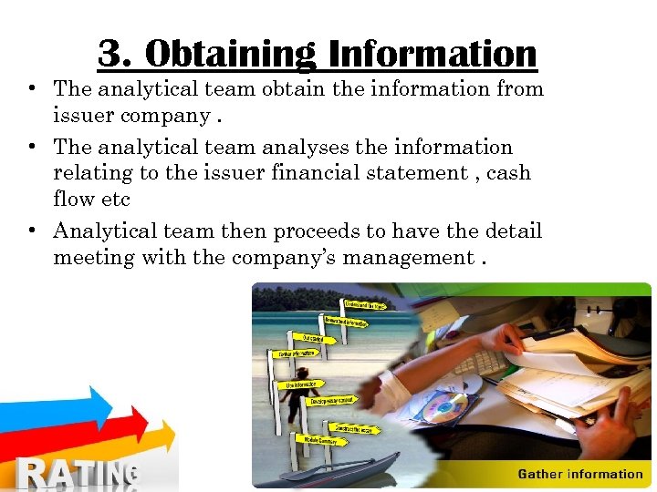 3. Obtaining Information • The analytical team obtain the information from issuer company. •