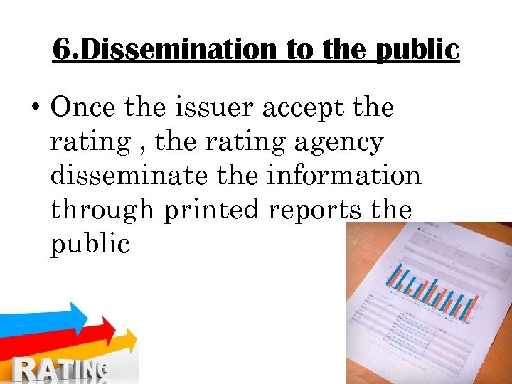 6. Dissemination to the public • Once the issuer accept the rating , the