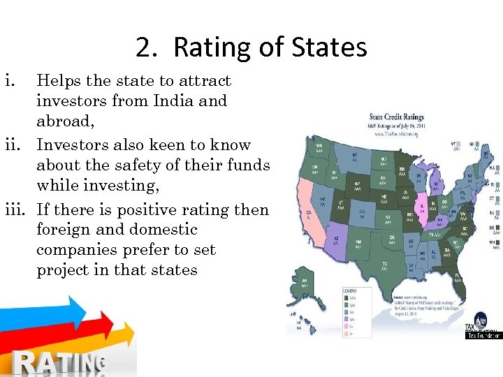 2. Rating of States i. Helps the state to attract investors from India and