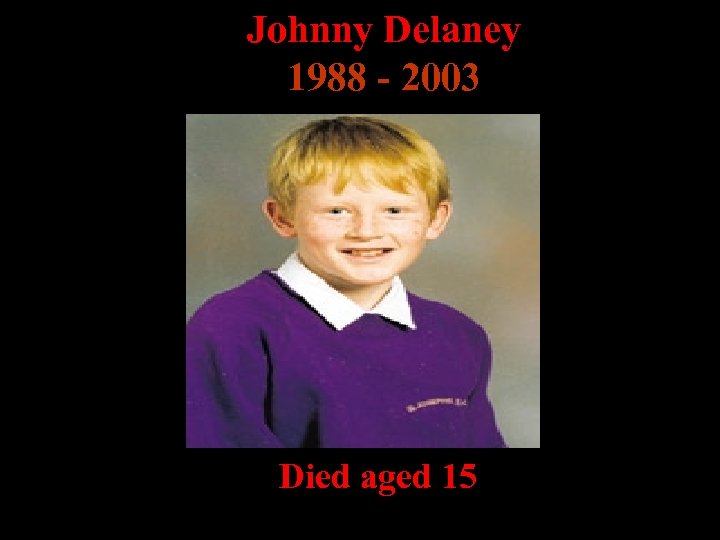 Johnny Delaney 1988 - 2003 Died aged 15 