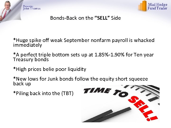 Bonds-Back on the “SELL” Side *Huge spike off weak September nonfarm payroll is whacked