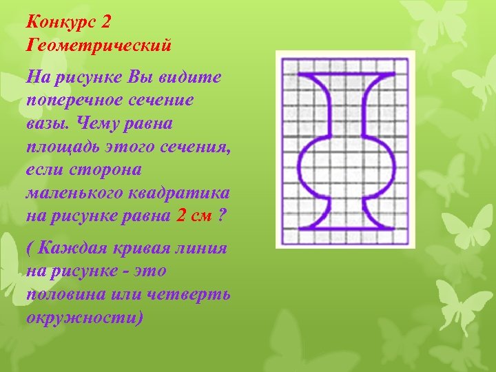Конкурс 2 Геометрический На рисунке Вы видите поперечное сечение вазы. Чему равна площадь этого