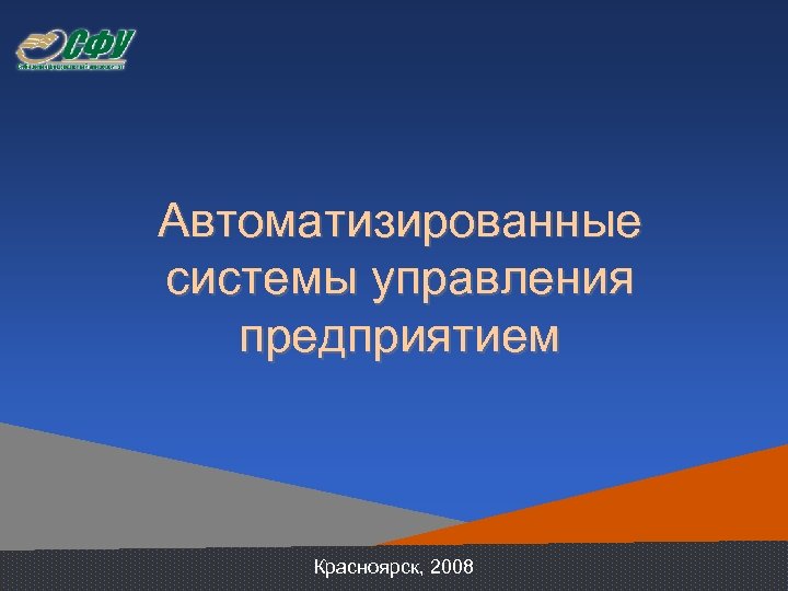 Автоматизированные системы управления предприятием Красноярск, 2008 