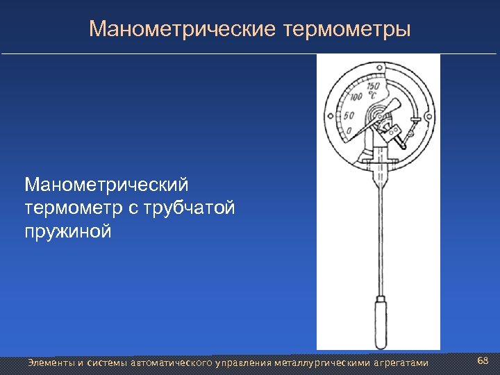 Манометрические термометры Манометрический термометр с трубчатой пружиной Элементы и системы автоматического управления металлургическими агрегатами