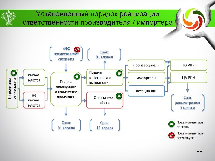 Установленный порядок реализации ответственности производителя / импортера 20 