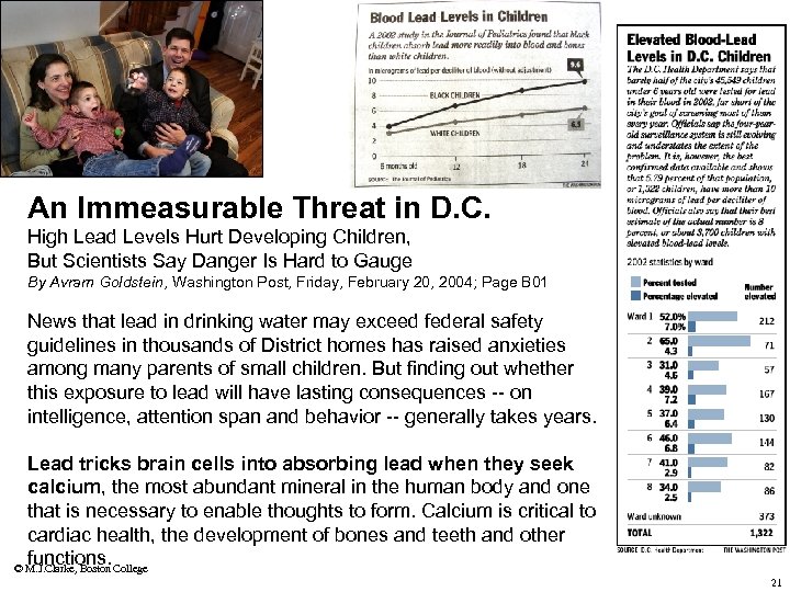 An Immeasurable Threat in D. C. High Lead Levels Hurt Developing Children, But Scientists