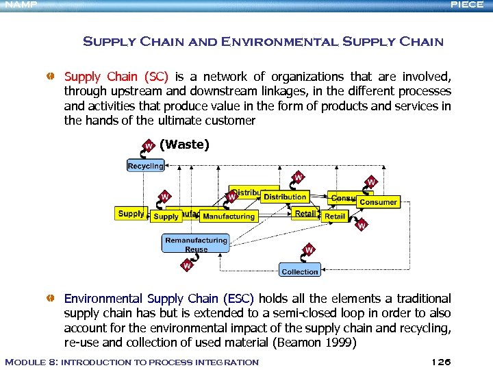 NAMP PIECE Supply Chain and Environmental Supply Chain (SC) is a network of organizations