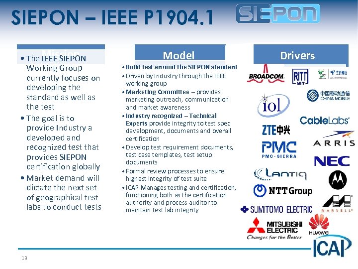 SIEPON – IEEE P 1904. 1 • The Mission IEEE SIEPON Working Group currently