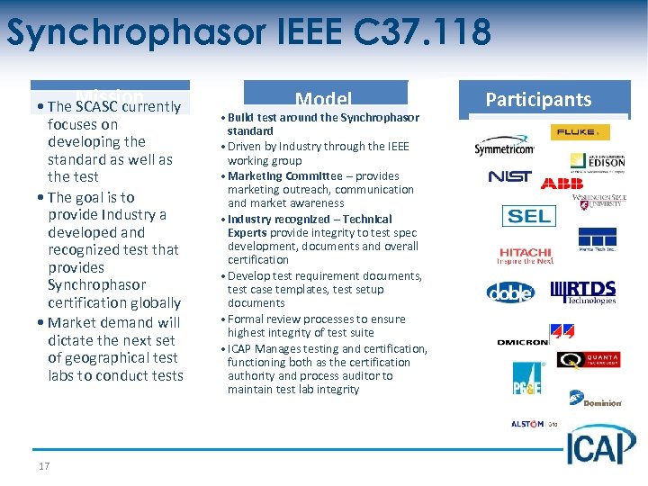 Synchrophasor IEEE C 37. 118 • The Mission SCASC currently focuses on developing the