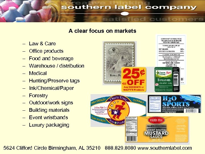 A clear focus on markets – – – Law & Care Office products Food