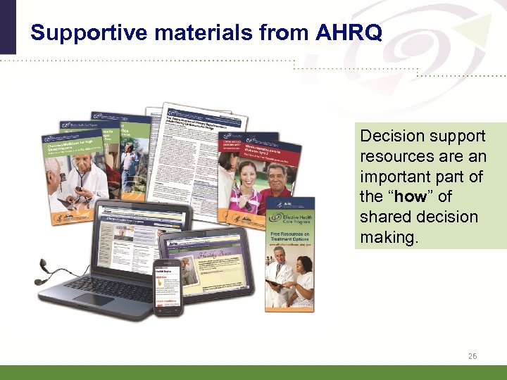 Supportive materials from AHRQ Decision support resources are an important part of the “how”