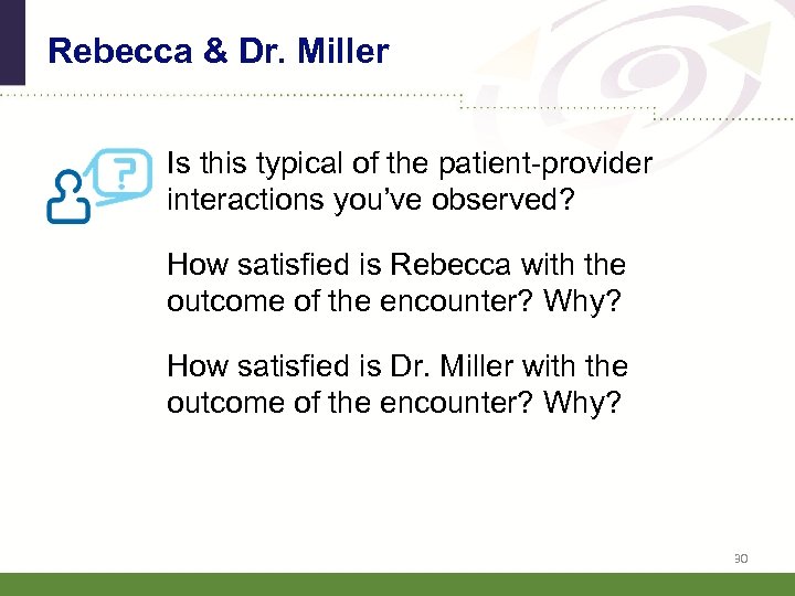 Rebecca & Dr. Miller Is this typical of the patient-provider interactions you’ve observed? How