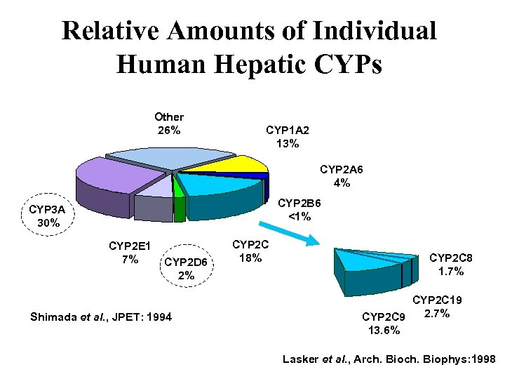 Relative Amounts of Individual Human Hepatic CYPs Other 26% CYP 1 A 2 13%