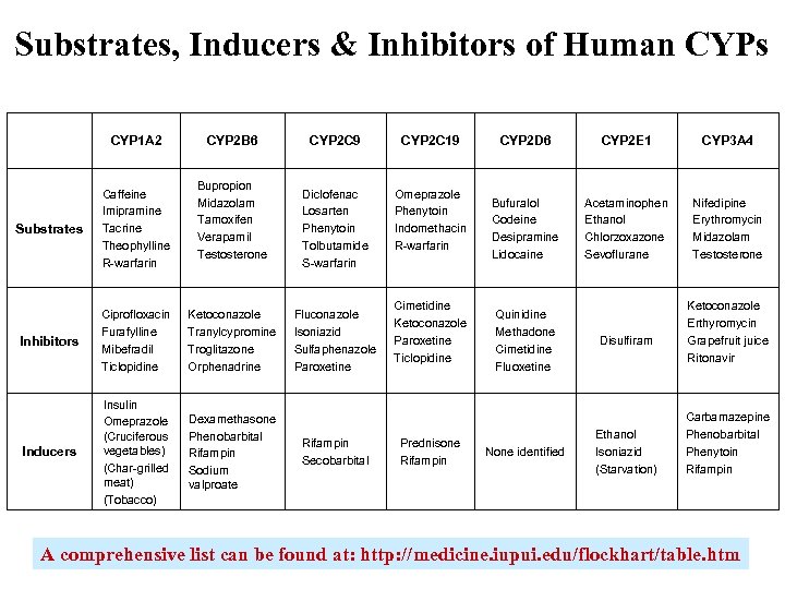 Substrates, Inducers & Inhibitors of Human CYPs CYP 1 A 2 CYP 2 B