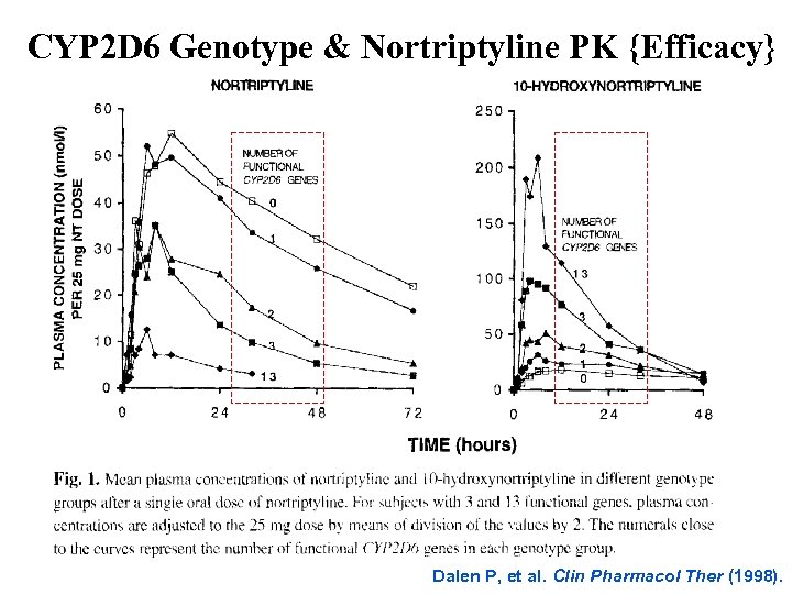 CYP 2 D 6 Genotype & Nortriptyline PK {Efficacy} Dalen P, et al. Clin
