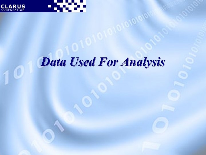 Data Used For Analysis 