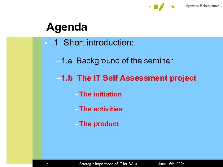 Agenda • 1 Short introduction: – 1. a Background of the seminar – 1.
