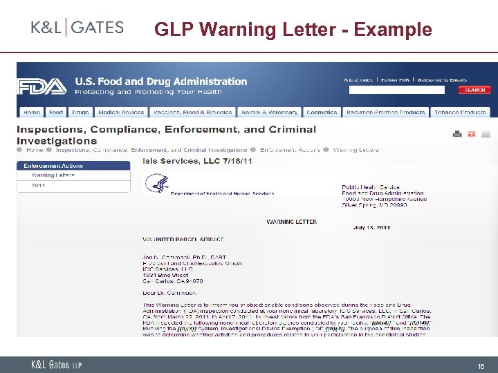 GLP Warning Letter - Example 16 