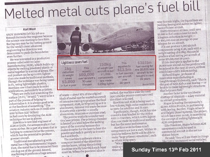 Sunday Times 13 th Feb 2011 