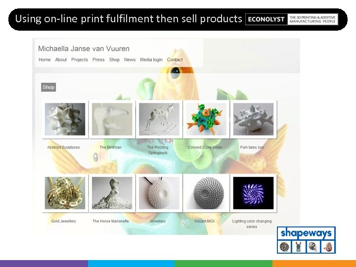 Using on-line print fulfilment then sell products 