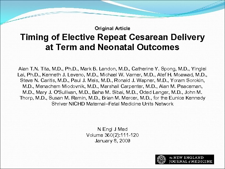 Original Article Timing of Elective Repeat Cesarean Delivery at Term and Neonatal Outcomes Alan