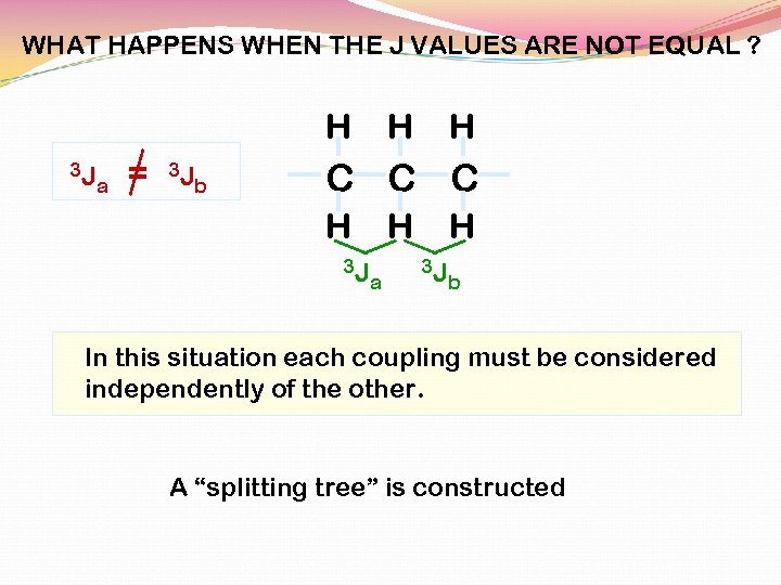 WHAT HAPPENS WHEN THE J VALUES ARE NOT EQUAL ? H 3 J a