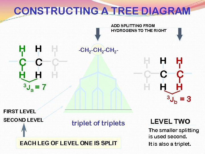 CONSTRUCTING A TREE DIAGRAM ADD SPLITTING FROM HYDROGENS TO THE RIGHT H H H