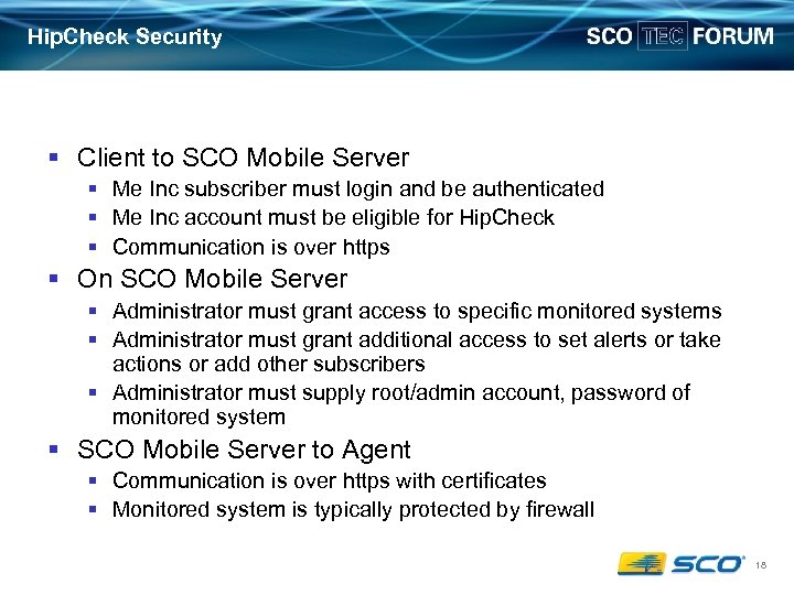 Hip. Check Security § Client to SCO Mobile Server § Me Inc subscriber must