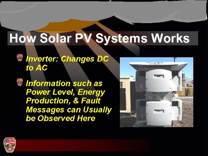 How Solar PV Systems Works Inverter: Changes DC to AC Information such as Power