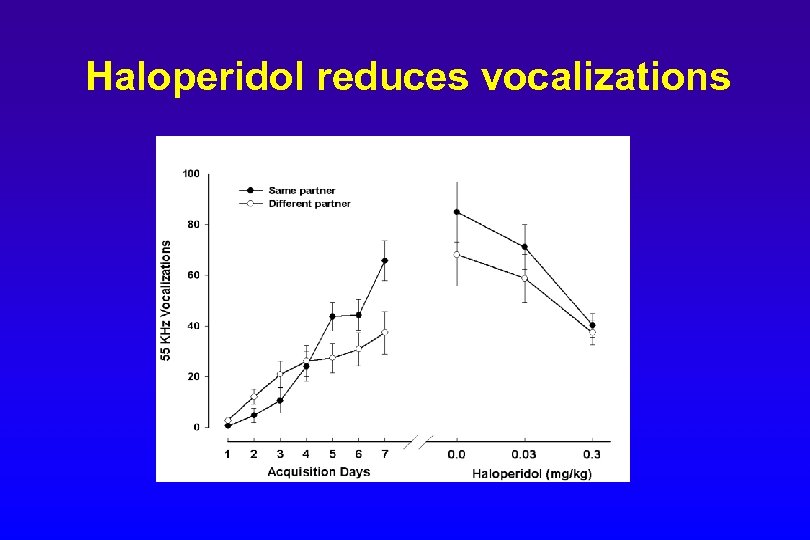 Haloperidol reduces vocalizations 